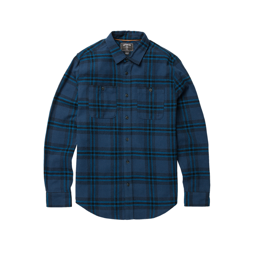 Fire Pit Long Sleeve Flannel Shirt - Dark Navy