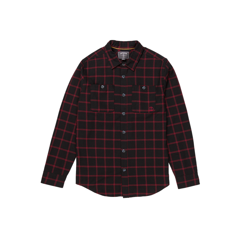 Marsh Lands Long Sleeve Flannel Shirt - Blk