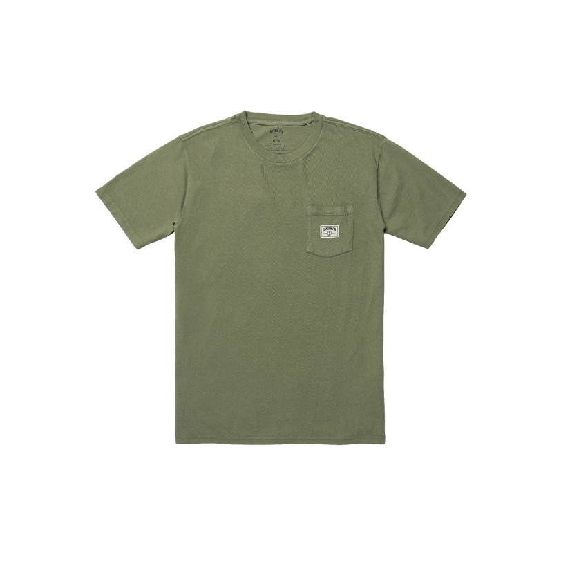 Captian Patch Pocket Tee - DARK OLIVE - Captain Fin Co.